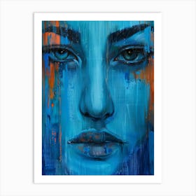 Blue Face 6 Art Print