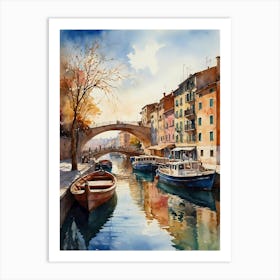 Boats In The Canal Art Print