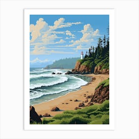 Cannon Beach Washington Retro Pop Art 7 Art Print