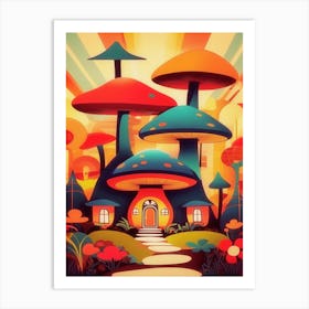 Kitschy Mushroom House 1 Art Print