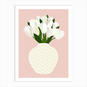 Tulip Arrangement - Floral Vase White Flowers Art Print