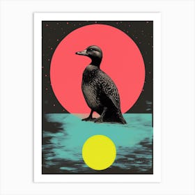Black Abstract Geometric Duck Risograph Inspired Print 1 Art Print