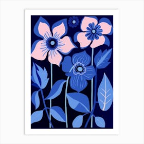 Blue Flower Illustration Hellebore 1 Art Print