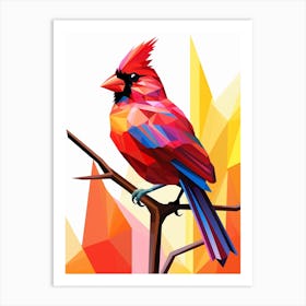 Colourful Geometric Bird Northern Cardinal 2 Art Print