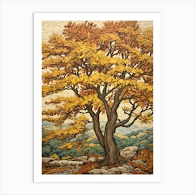 American Elm 3 Vintage Autumn Tree Print  Art Print