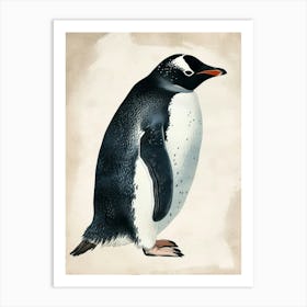 Adlie Penguin Ross Island Vintage Botanical Painting 4 Art Print