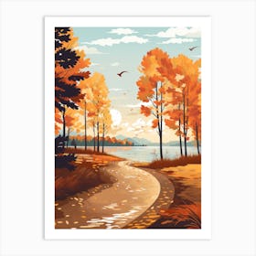 Autumn , Fall, Landscape, Inspired By National Park in the USA, Lake, Great Lakes, Boho, Beach, Minimalist Canvas Print, Travel Poster, Autumn Decor, Fall Decor 30 Art Print