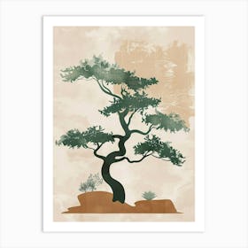 Yew Tree Minimal Japandi Illustration 2 Art Print