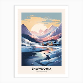 Winter Night  Travel Poster Snowdonia National Park 1 Art Print