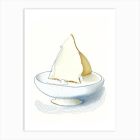 Ricotta Cheese Dairy Food Pencil Illustration Art Print