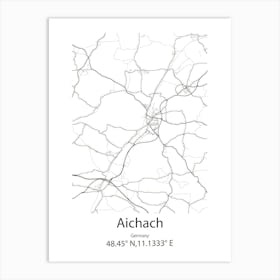 Aichach,Germany Minimalist Map Art Print