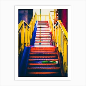 Colourful Urban Metal Staircase Art Print