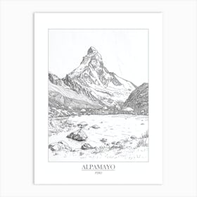 Alpamayo Peru Line Drawing 4 Poster Art Print