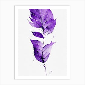 Violet Leaf Minimalist Watercolour 1 Art Print