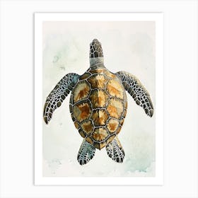 Vintage Sea Turtle Watercolour Art Print