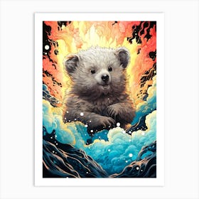 Bear In The Water Art Print