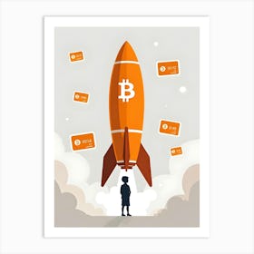 Bitcoin Rocket 4 Art Print