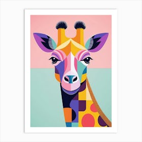 Colourful Giraffe Portrait Art Print