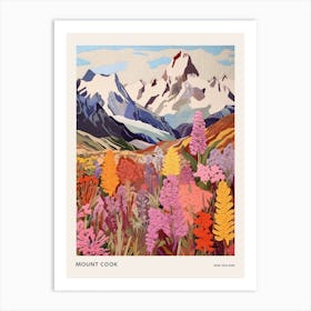 Mount Cook New Zealand 6 Colourful Mountain Illustration Poster Art Print