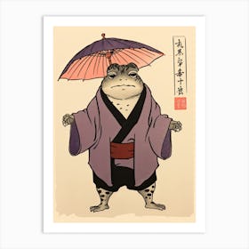 Frog Wearing A Kimono, Matsumoto Hoji Inspired Japanese Woodblock 1 Art Print