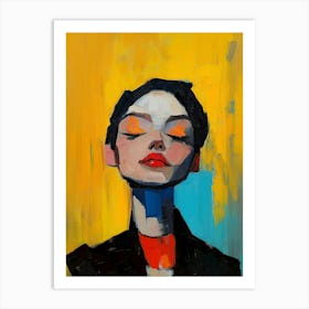 Woman With Eyes Closed Art Print