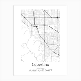 Cupertino,United States Minimalist Map Art Print