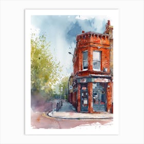 Merton London Borough   Street Watercolour 1 Art Print