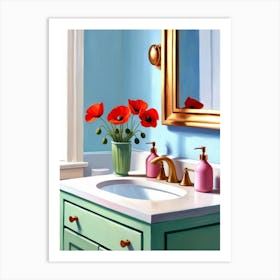 Bathroom Vanity With Poppies Art Print