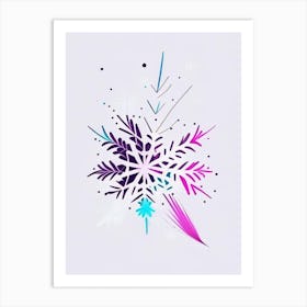 Unique, Snowflakes, Minimal Line Drawing 3 Art Print