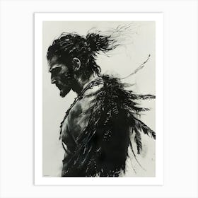 Whimsical Dark Feathers Man 15 Art Print