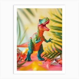 Toy Dinosaur T Rex With Plants Art Print