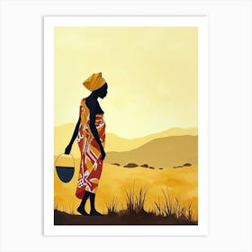 African Woman With Basket Art Print