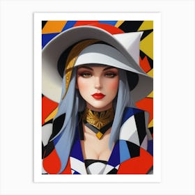 Woman In A Hat - Cubism 10 Art Print