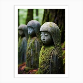 Jizo Statues Japanese Style Illustration 2 Art Print