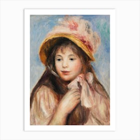 Girl With Pink Bonnet (1894), Pierre Auguste Renoir Art Print