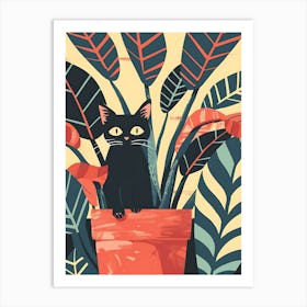 Cute Black Cat in a Plant Pot 21 Art Print