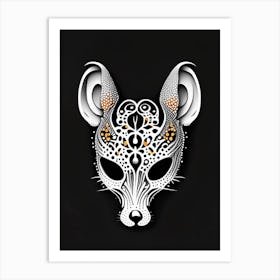 Animal Skull Orange Doodle Art Print