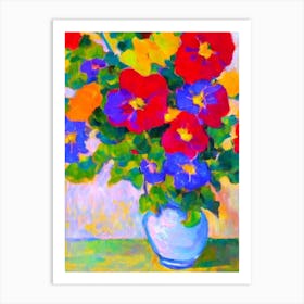 Morning Glory Floral Abstract Block Colour Flower Art Print
