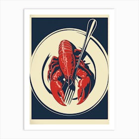 Lobster On A Plate With A Fork Art Print