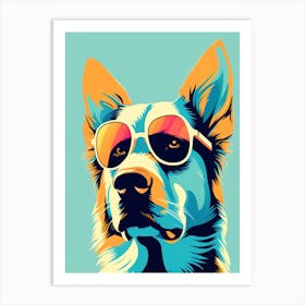 Dog In Sunglasses Canvas Print, colorful dog illustration, dog portrait, animal illustration, digital art, pet art, dog artwork, dog drawing, dog painting, dog wallpaper, dog background, dog lover gift, dog décor, dog poster, dog print, pet, dog, vector art, dog art Art Print