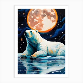 Polar Bear Moon Art Print