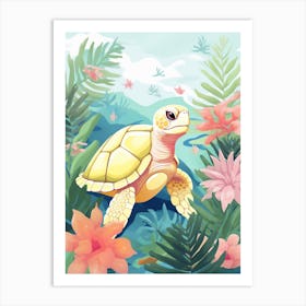 Soft Pastel Digital Illustration Of Sea Turtle 1 Art Print