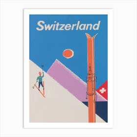 Switzerland Vintage Ski Poster Art Print