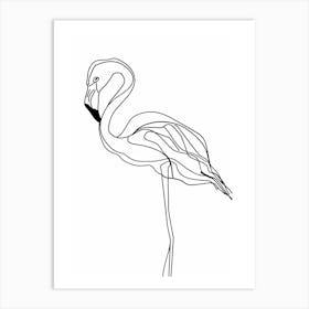 Flamingo animal lines art Art Print