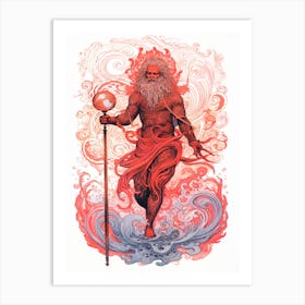  A Drawing Of Poseidon In The Style Of Neoclassical 4 Art Print