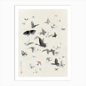 Butterflies And Moths, Katsushika Hokusai Art Print
