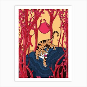 Traditional Japanese Tiger In The Forest Art Print