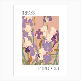 Irises In Bloom Flowers Bold Illustration 2 Art Print