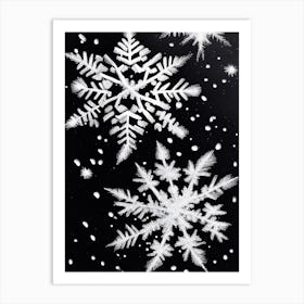 Crystal, Snowflakes, Black & White 3 Art Print