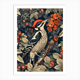 Woodpecker Inspired By William Morris 1 Art Print